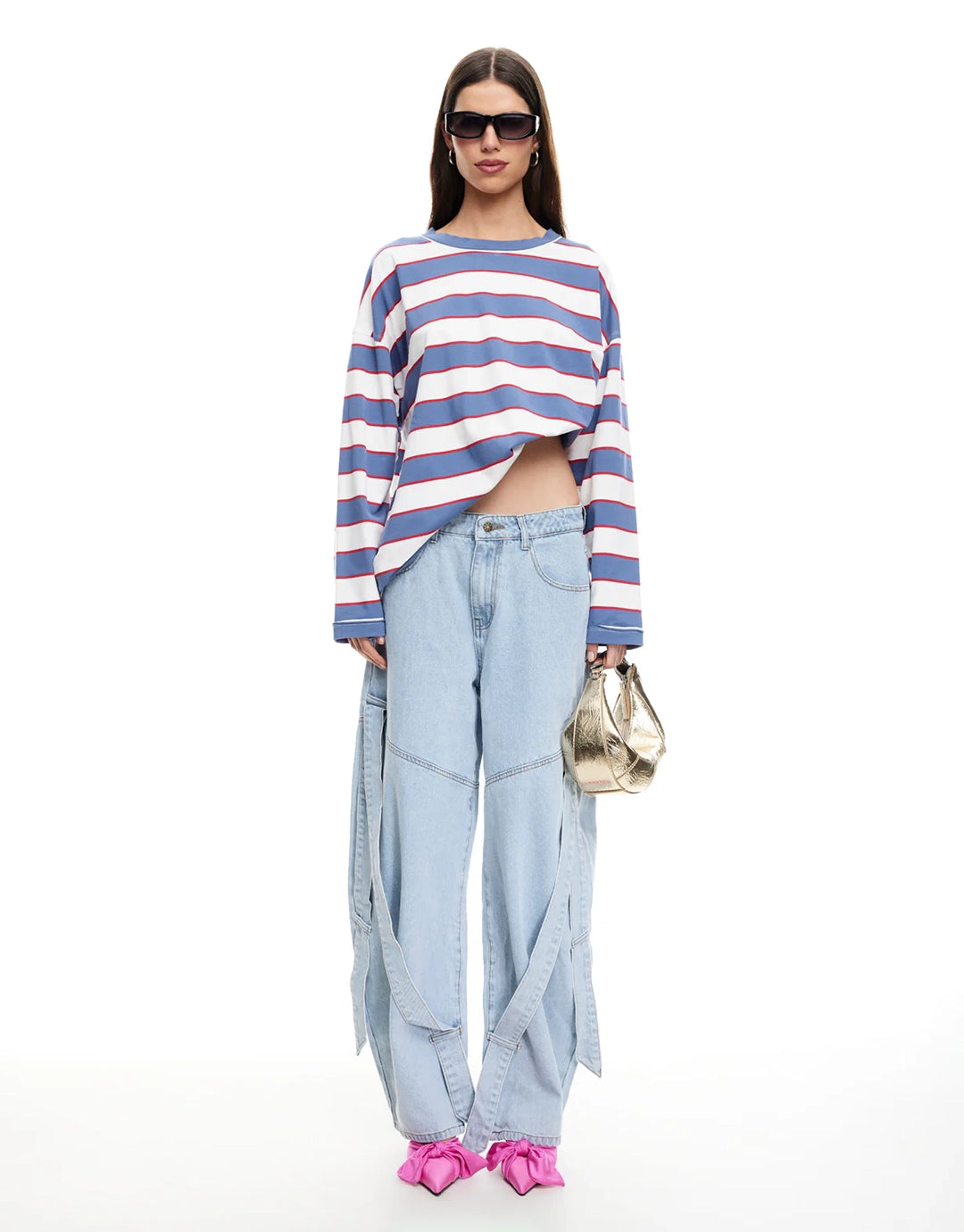 Horizon Long Sleeve Top - Dusty Blue Stripe