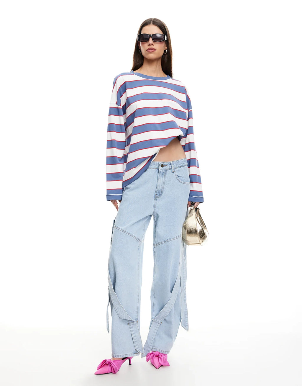 Horizon Long Sleeve Top - Dusty Blue Stripe