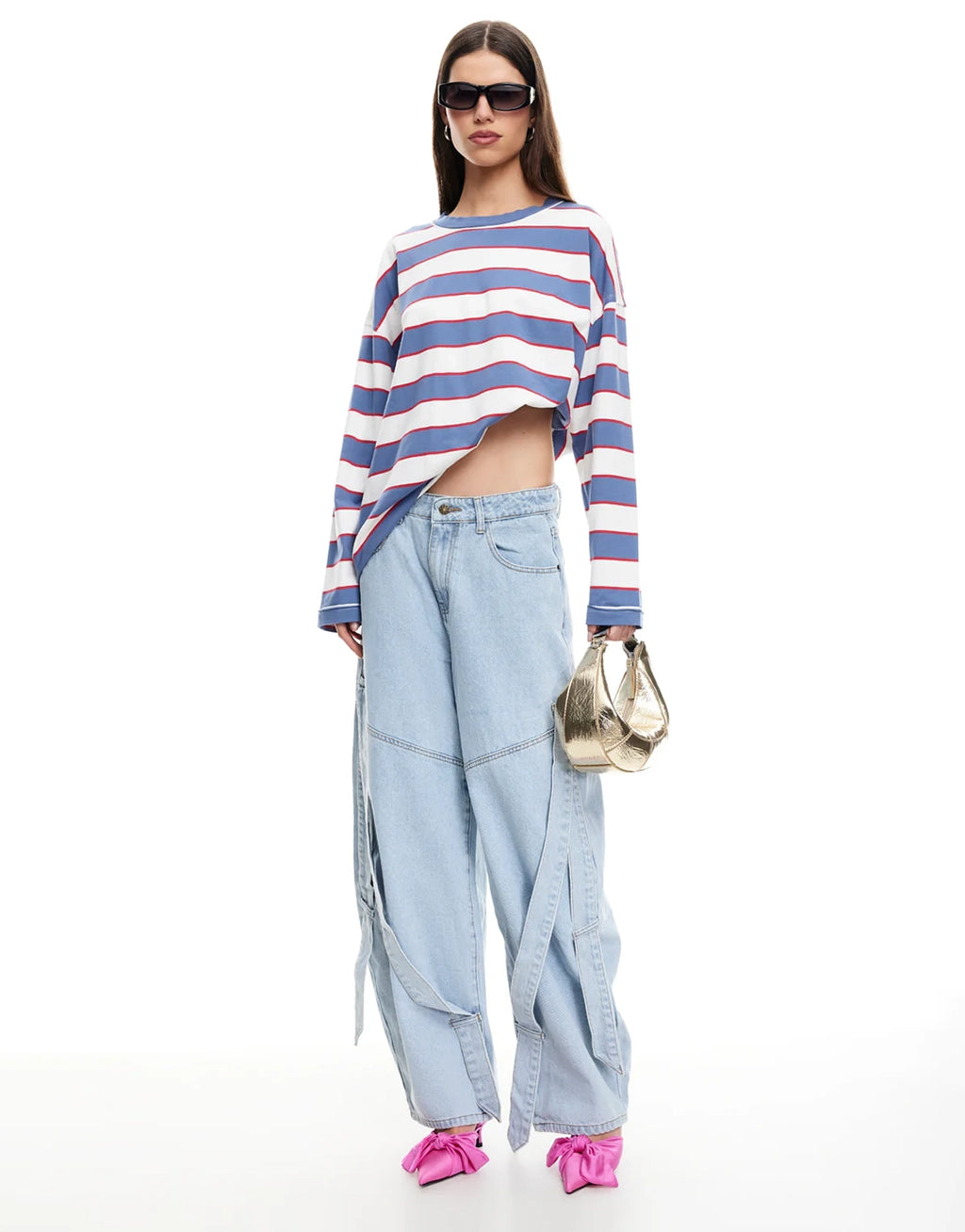 Horizon Long Sleeve Top - Dusty Blue Stripe