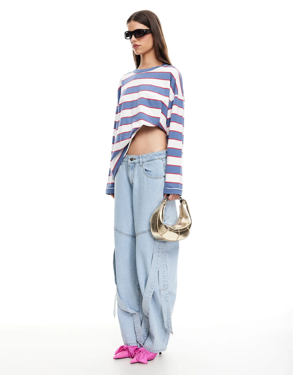 Horizon Long Sleeve Top - Dusty Blue Stripe