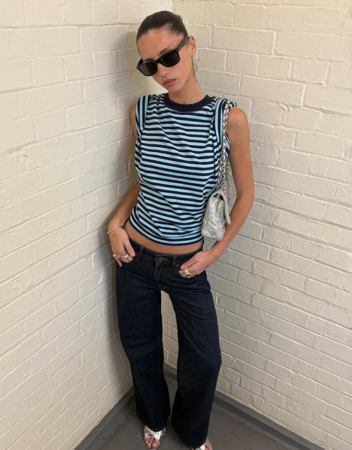 Bloom Short Sleeve Top - Navy Sea Stripe by Lioness - view 2