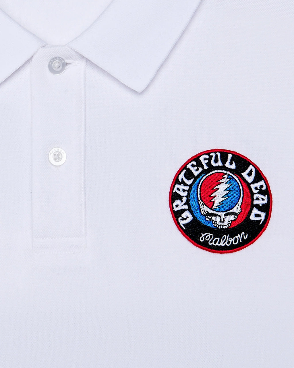 Grateful Dead Stealie Polo - White by Malbon - view 5