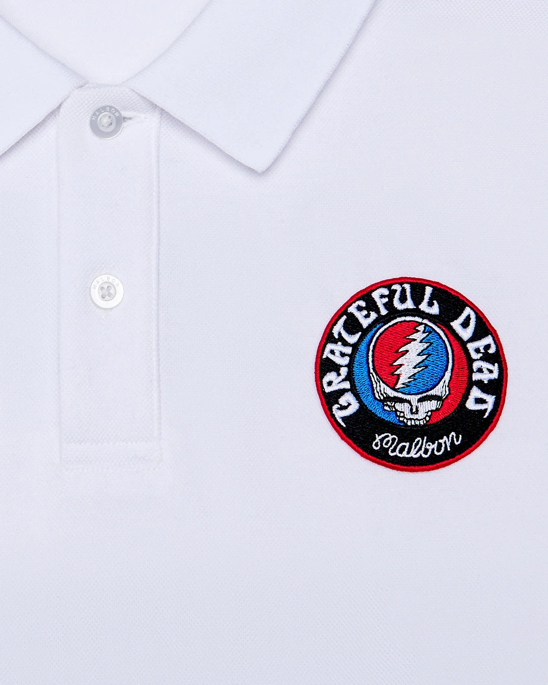 Grateful Dead Stealie Polo - White by Malbon - view 5