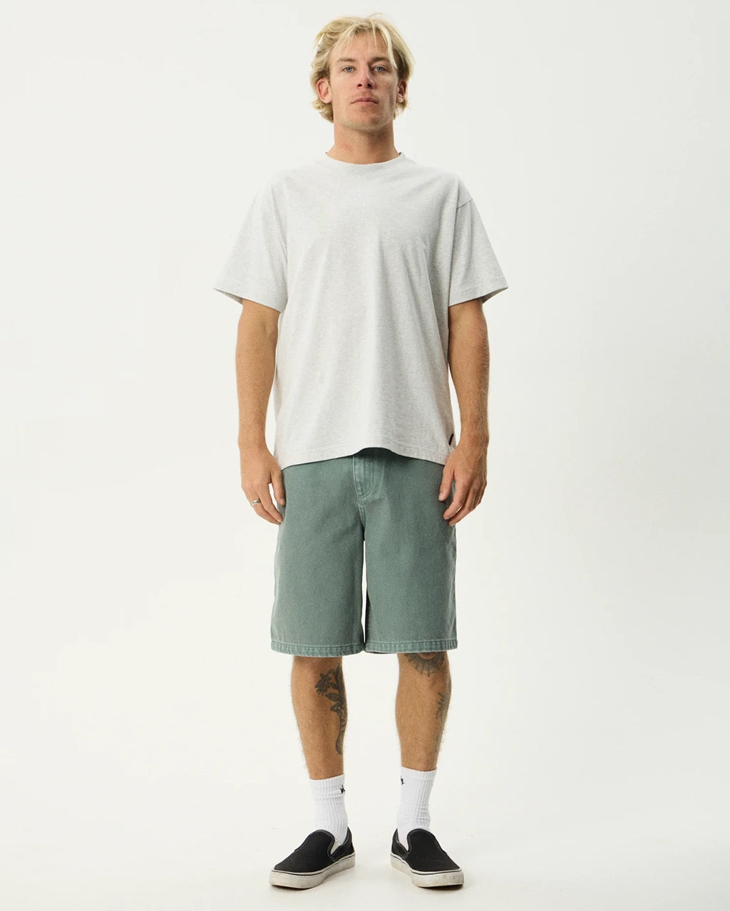 Lil C Denim Baggy Fit Short 22 Inch - Washed Sycamore by Afends - view 3