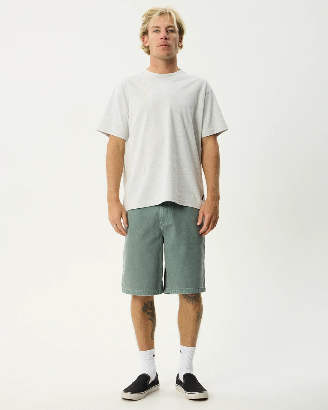Lil C Denim Baggy Fit Short 22 Inch - Washed Sycamore by Afends - view 3