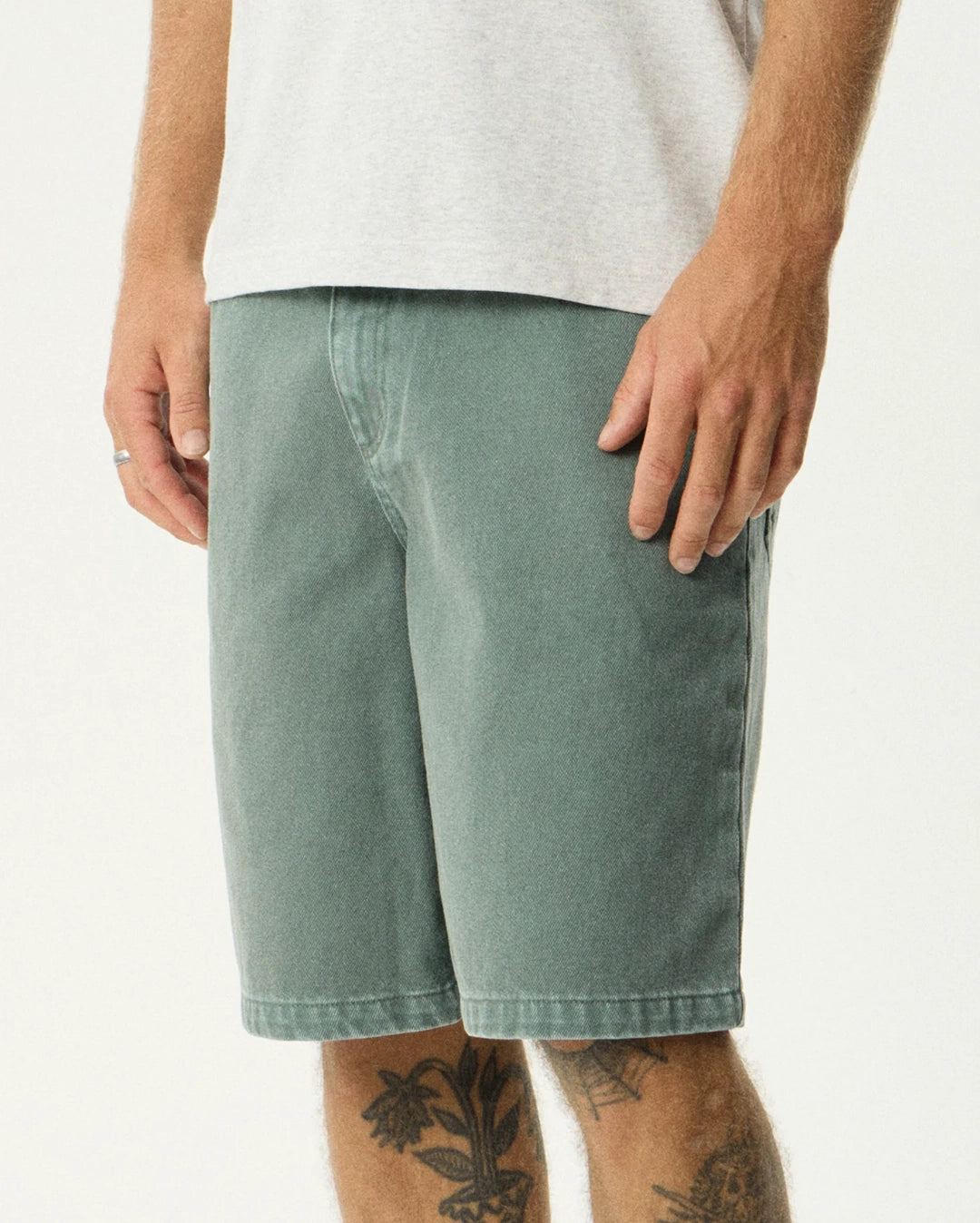 Lil C Denim Baggy Fit Short 22 Inch - Washed Sycamore by Afends - view 2