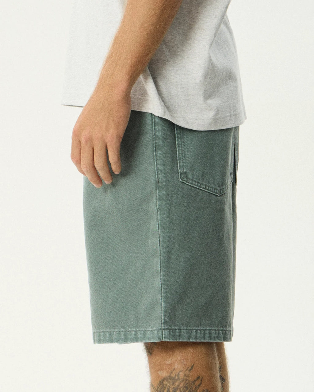 Lil C Denim Baggy Fit Short 22 Inch - Washed Sycamore by Afends - view 4