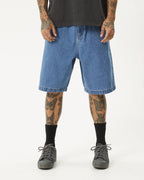 Lil C 22" Baggy Denim Shorts - Worn Blue by Afends - view 7