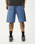 Lil C 22" Baggy Denim Shorts - Worn Blue by Afends - view 6