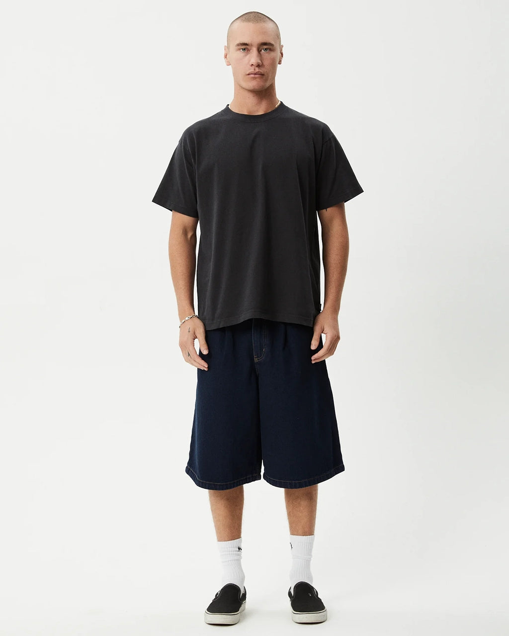 Fast Forward 24" Ultra Baggy Denim Pleated Shorts - Ink by Afends - view 2