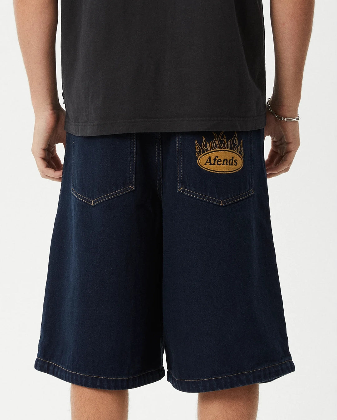 Fast Forward 24" Ultra Baggy Denim Pleated Shorts - Ink