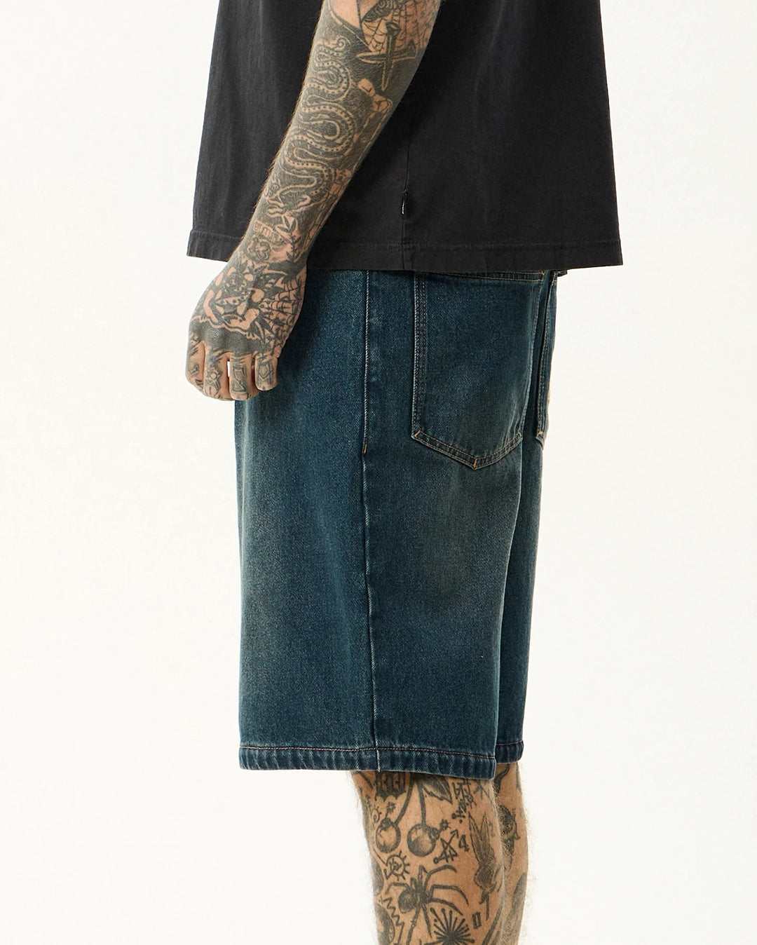 Fast Forward 24" Ultra Baggy Denim Pleated Shorts - Vintage Wash