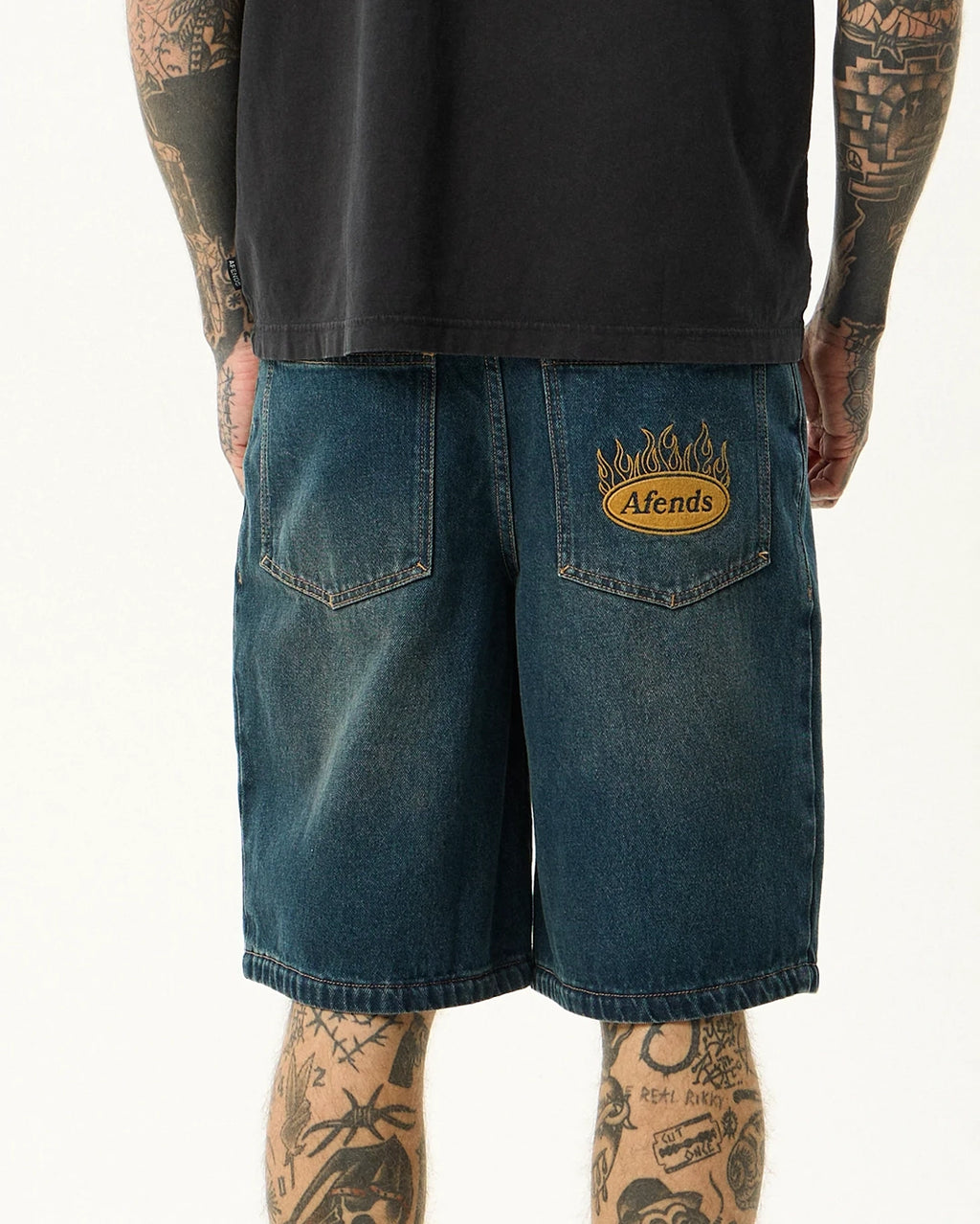 Fast Forward 24" Ultra Baggy Denim Pleated Shorts - Vintage Wash by Afends - view 9