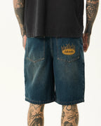 Fast Forward 24" Ultra Baggy Denim Pleated Shorts - Vintage Wash by Afends - view 9
