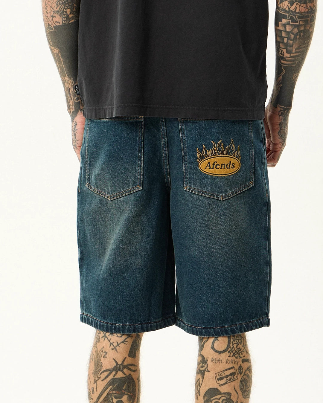 Fast Forward 24" Ultra Baggy Denim Pleated Shorts - Vintage Wash