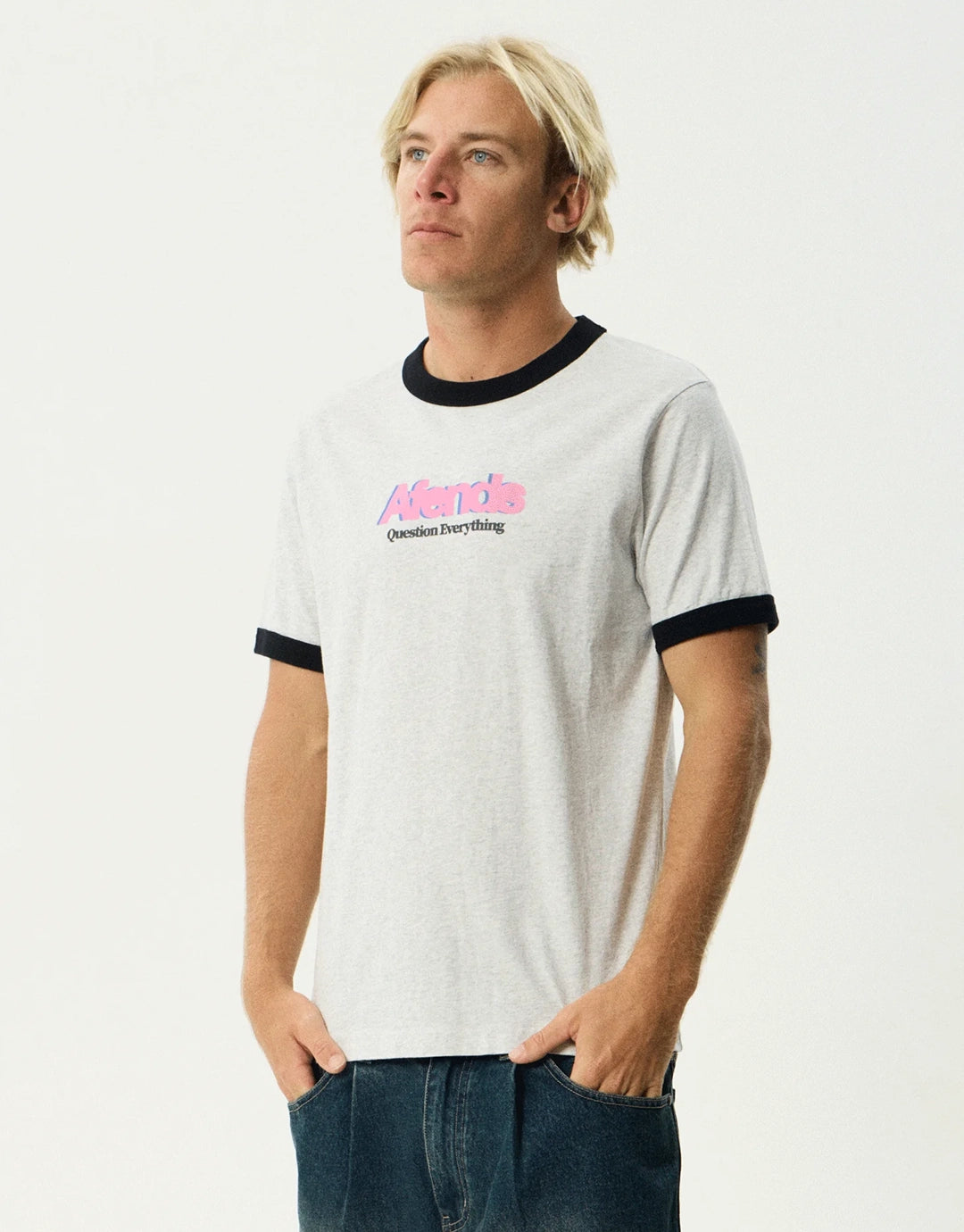 Perception Heavyweight Oversized Ringer T-Shirt - Grey Marle