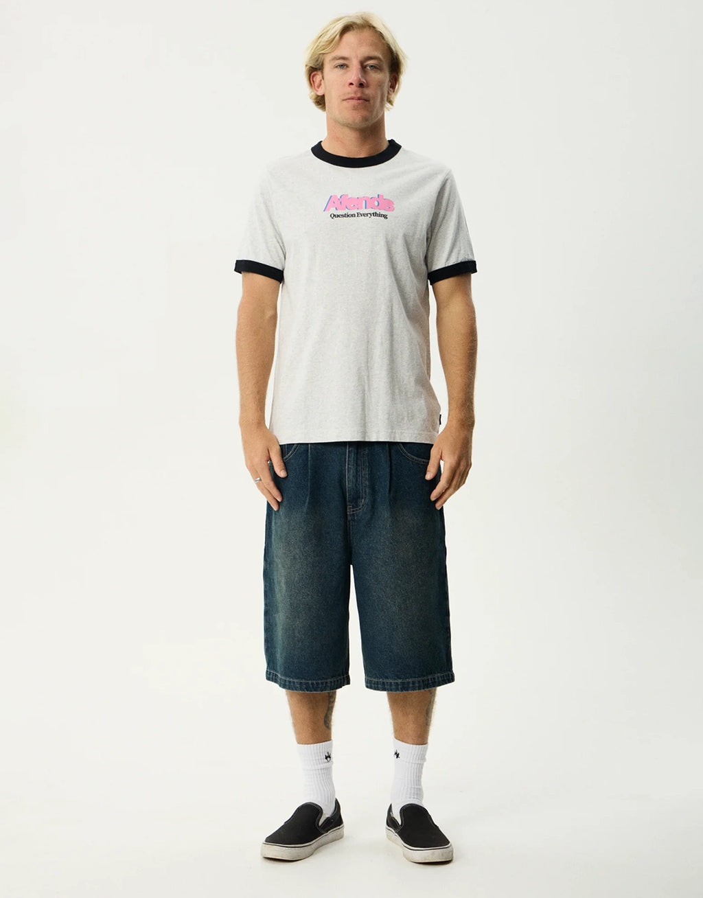 Perception Heavyweight Oversized Ringer T-Shirt - Grey Marle