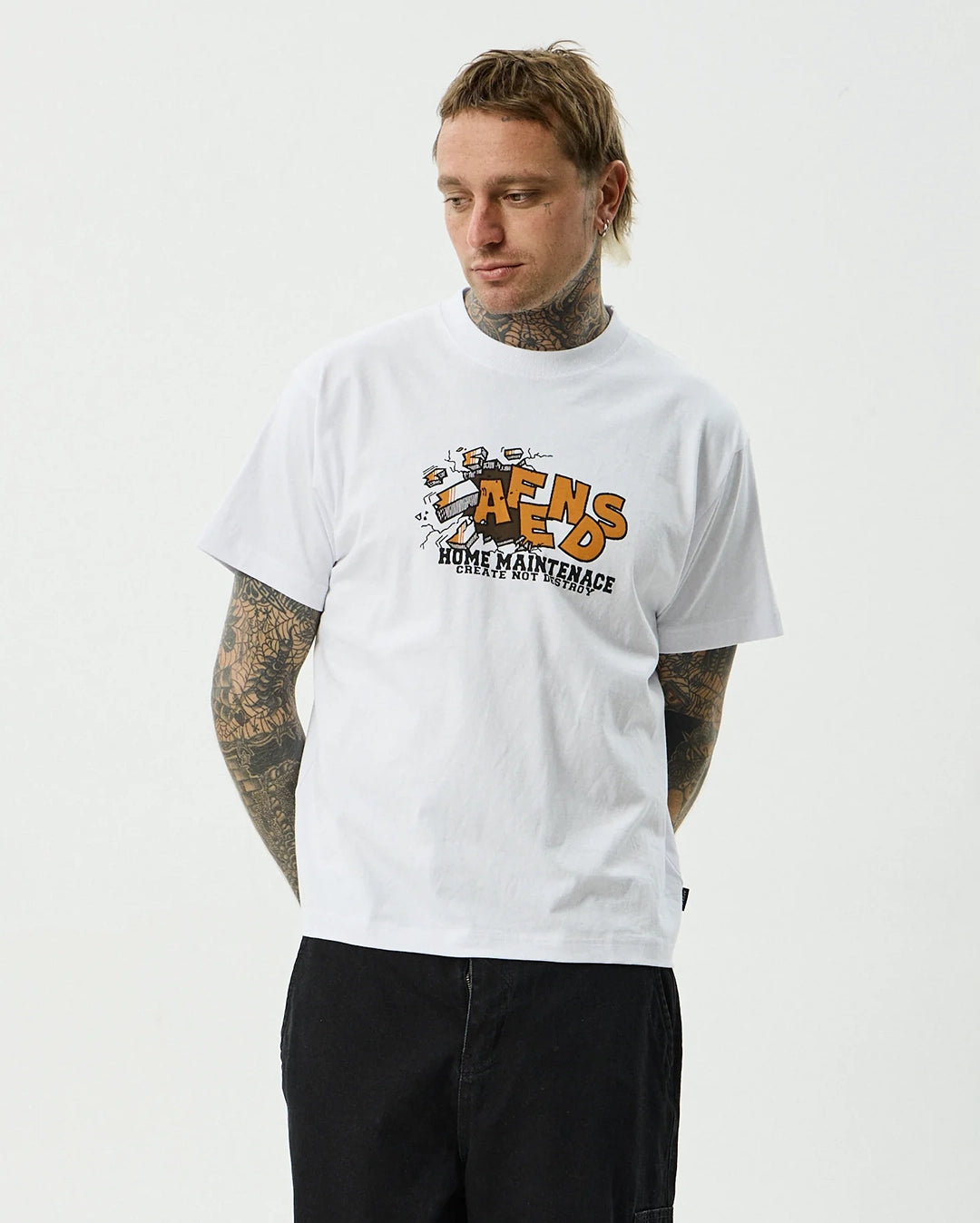Maintenance Boxy Tee - White by Afends