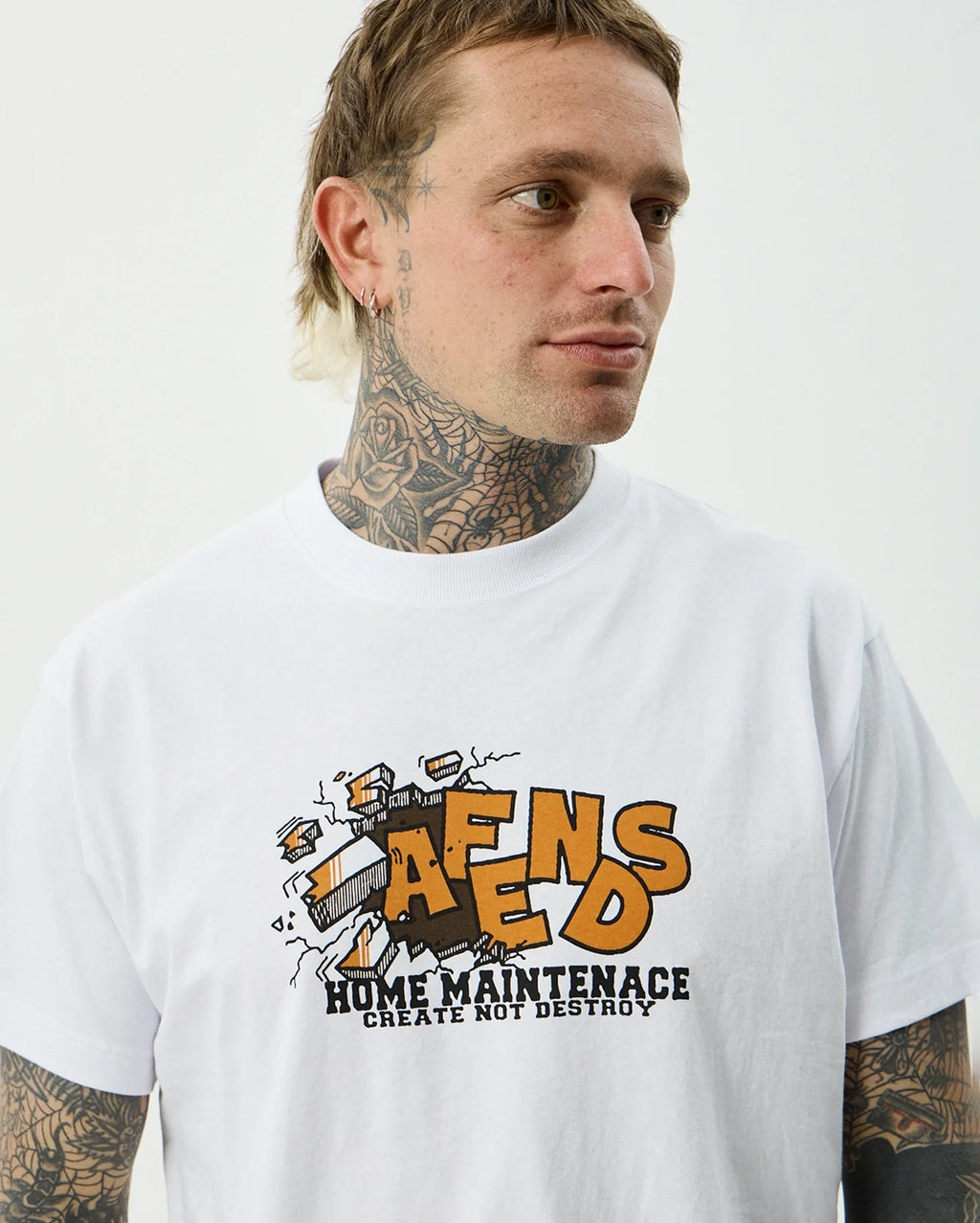 Maintenance Boxy Tee - White by Afends - view 5