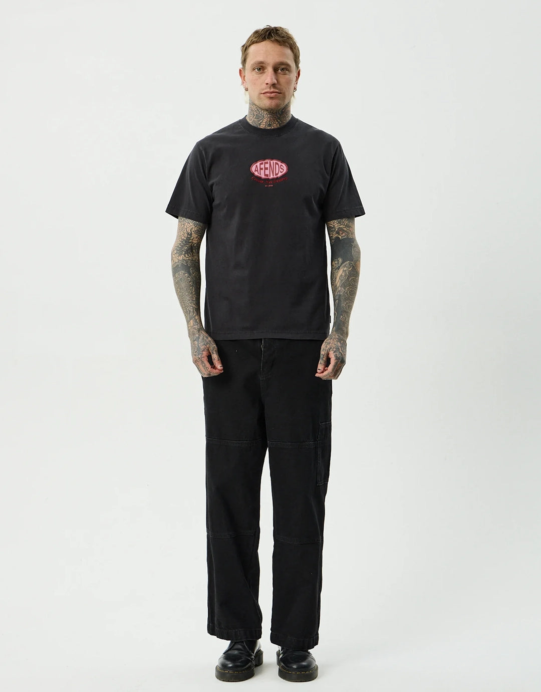 Destroyed Retro T-Shirt - Stone Black by Afends - view 3