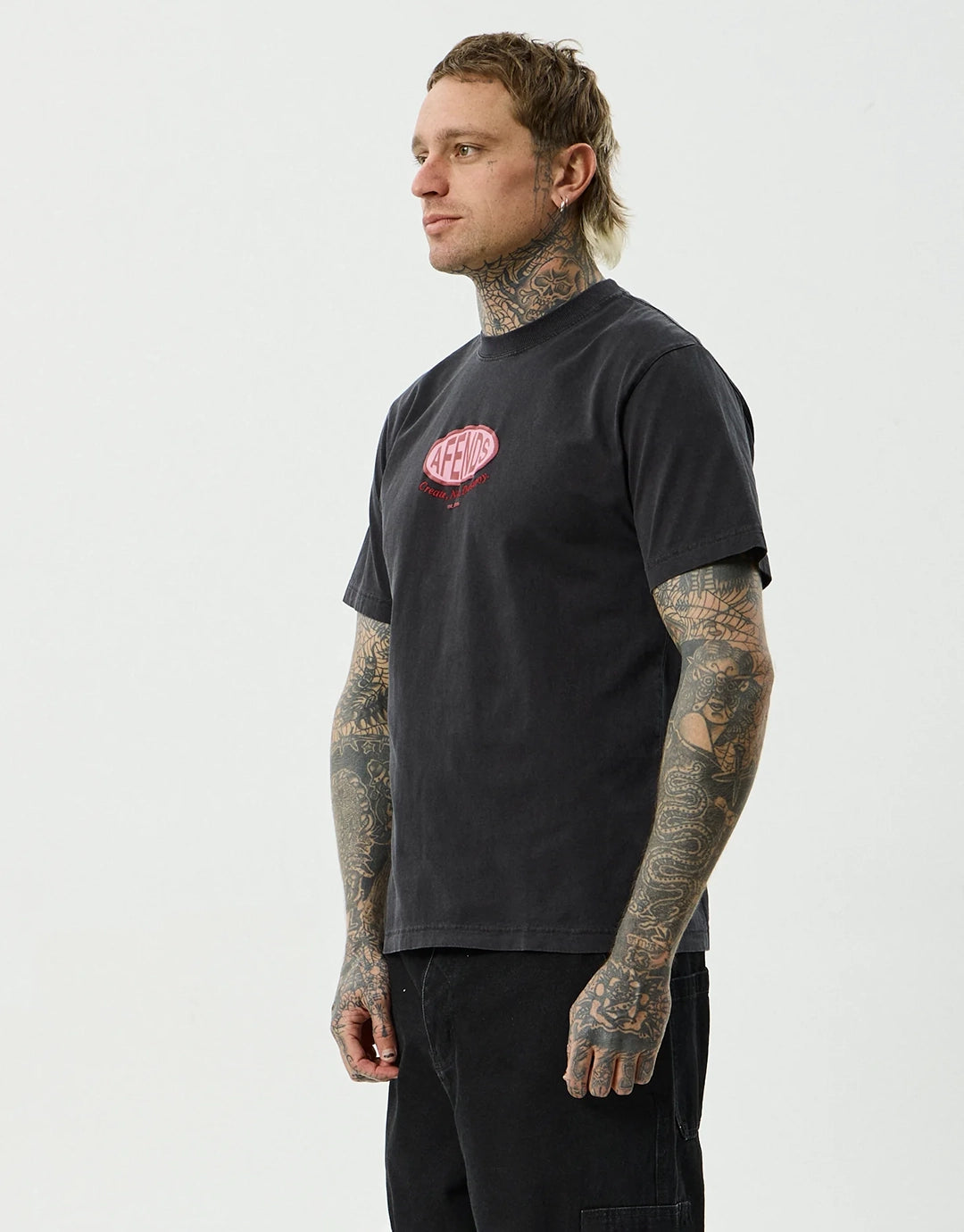 Destroyed Retro T-Shirt - Stone Black by Afends - view 4