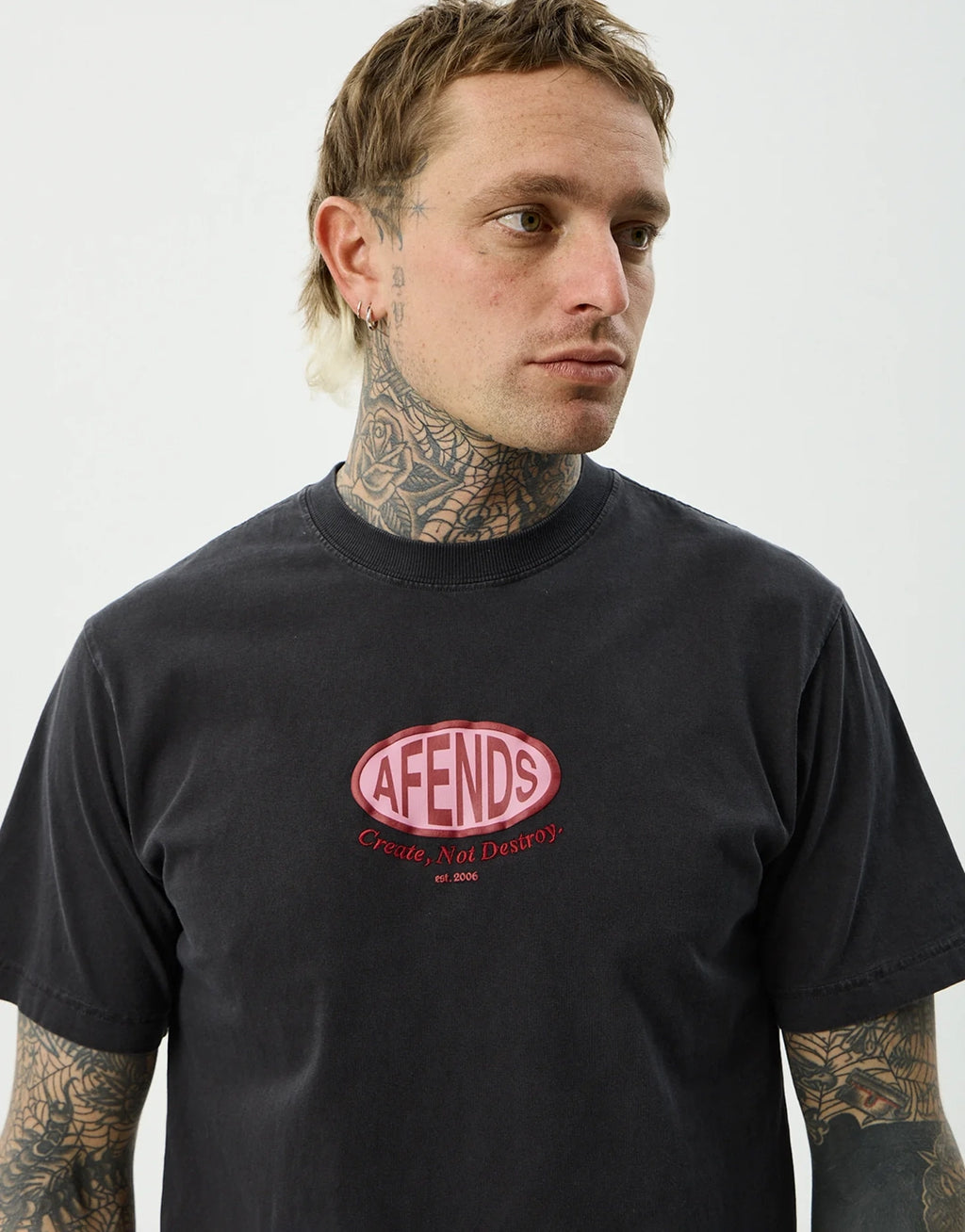 Destroyed Retro T-Shirt - Stone Black by Afends - view 6