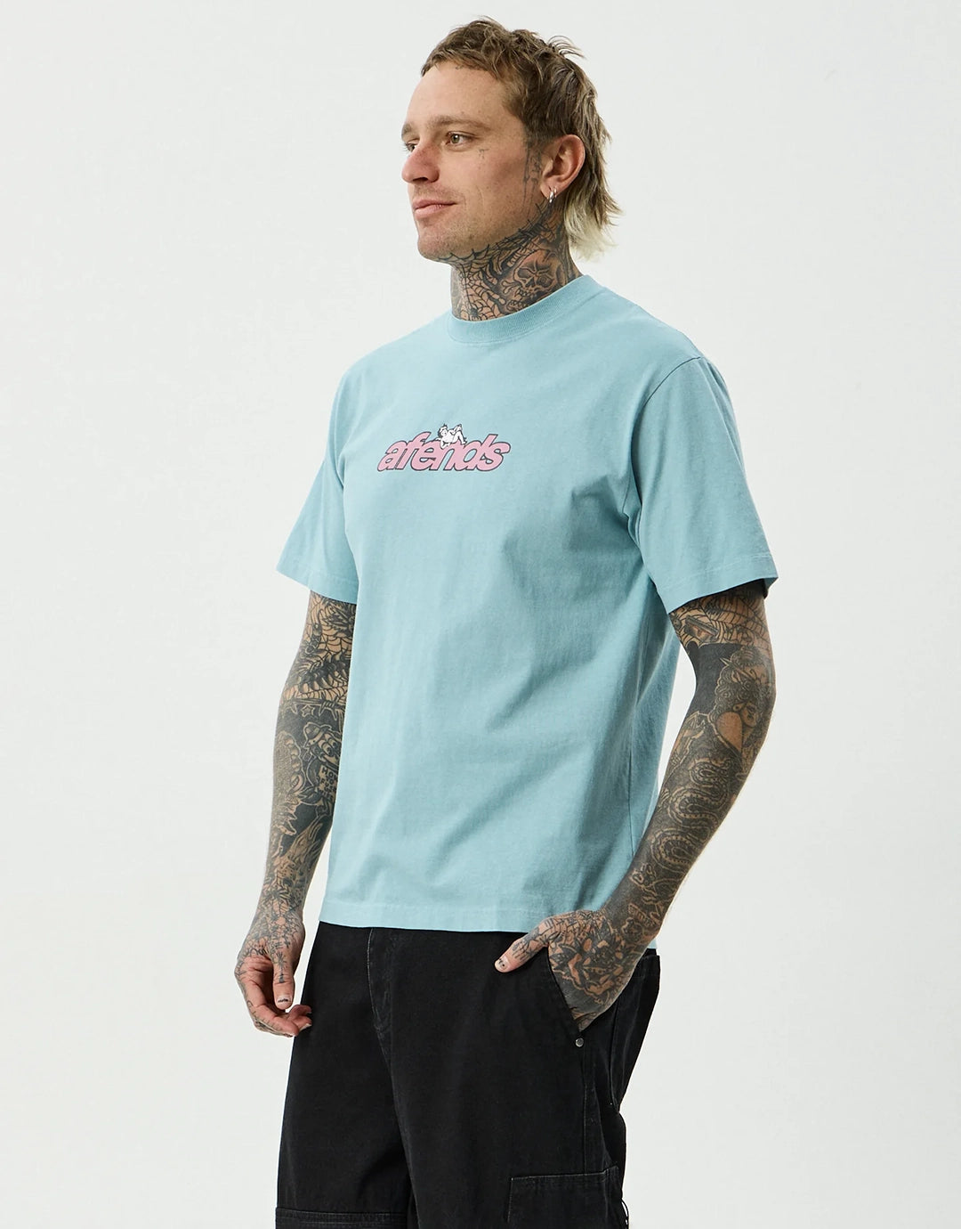 Angel Boy Retro T-Shirt - Washed Overcast by Afends - view 2