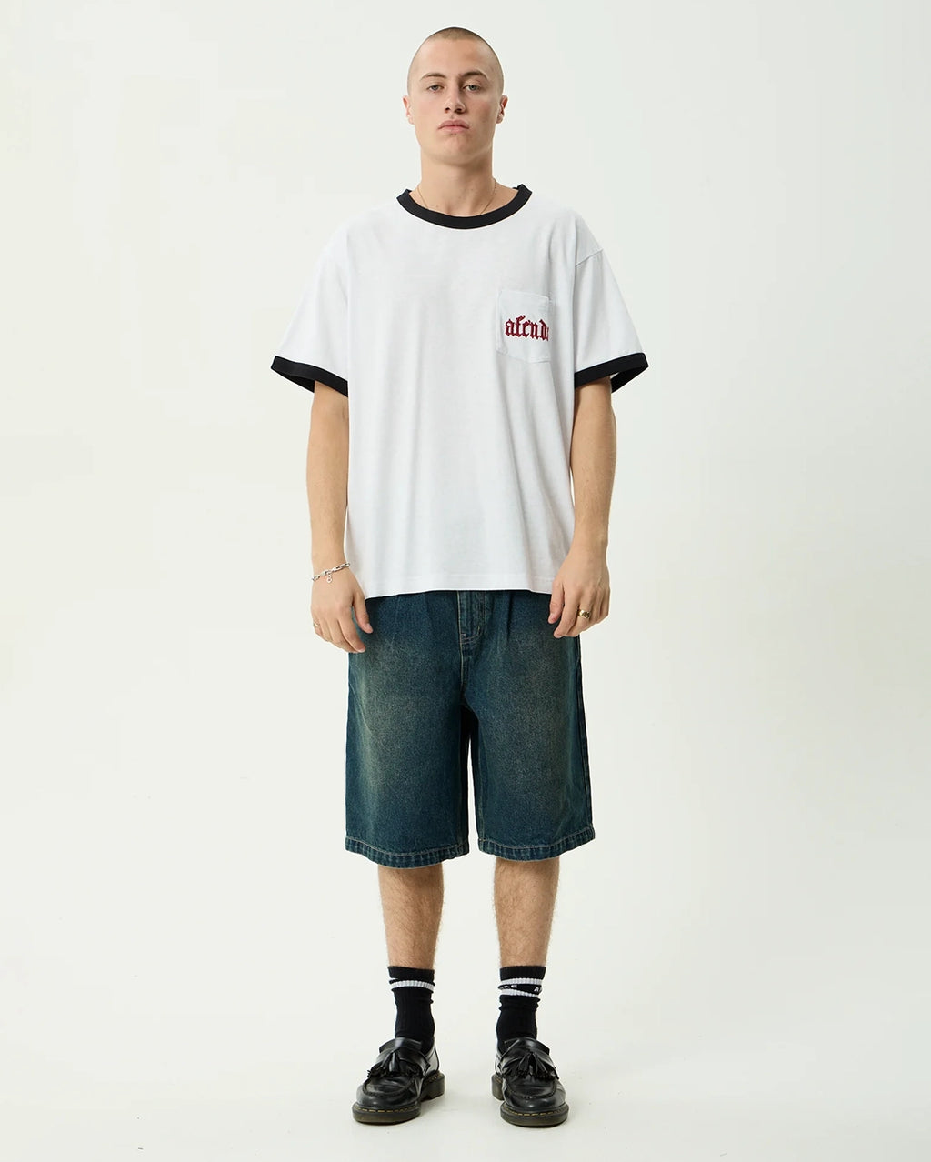 Drop Zone Boxy Ringer Tee - White by Afends - view 6