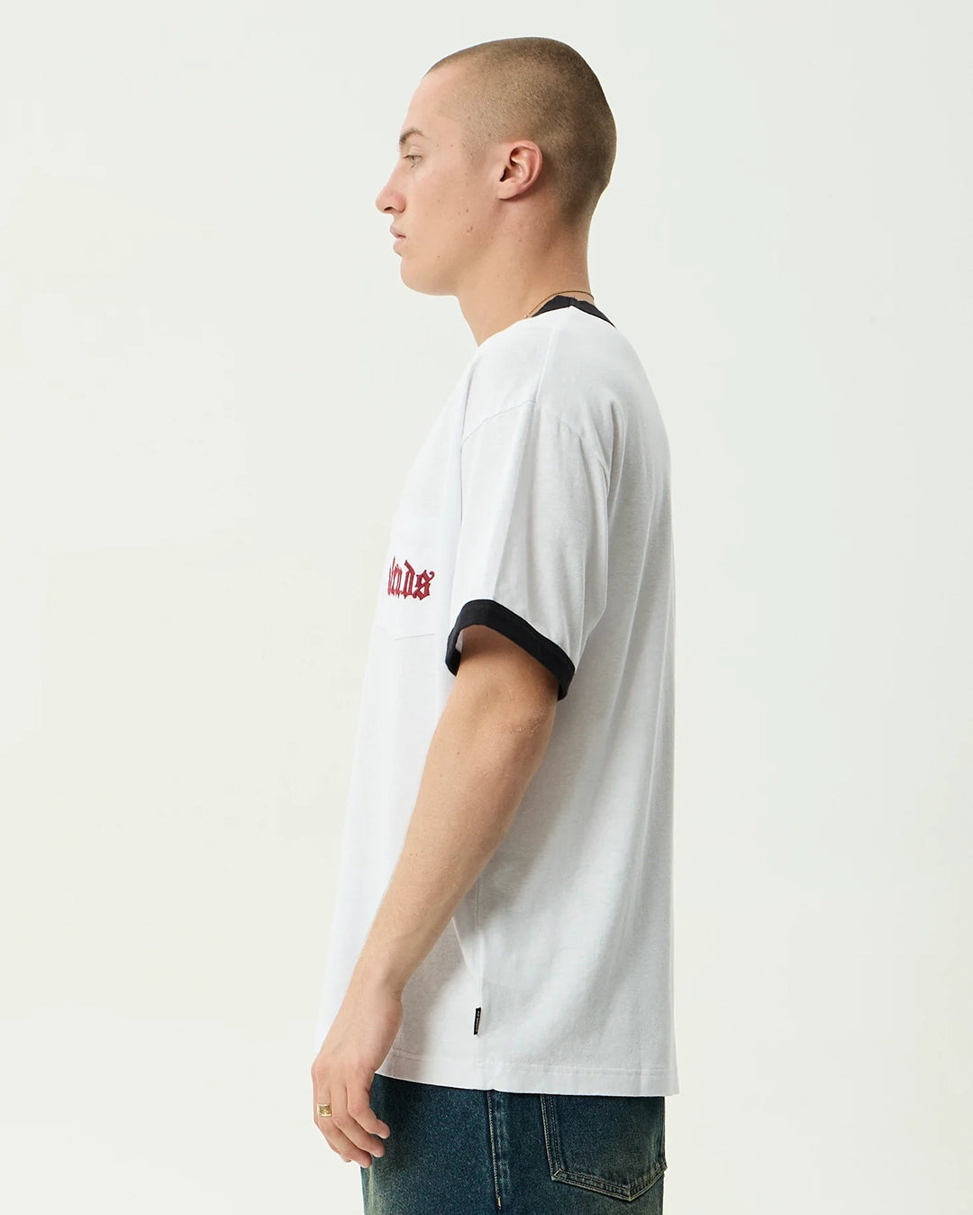 Drop Zone Boxy Ringer Tee - White by Afends - view 3