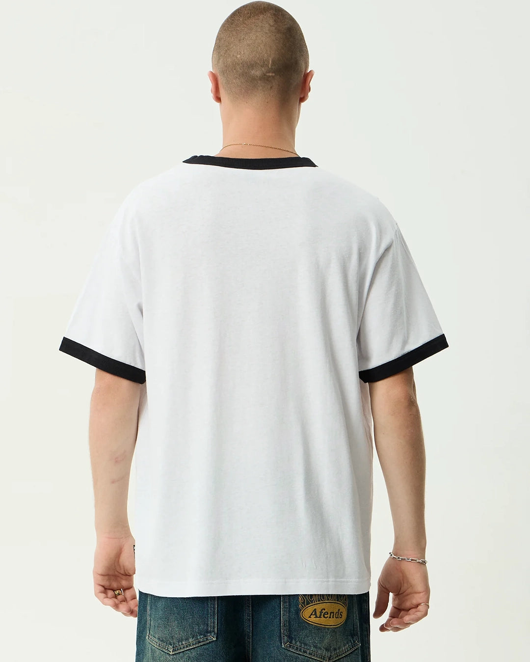 Drop Zone Boxy Ringer Tee - White by Afends - view 4