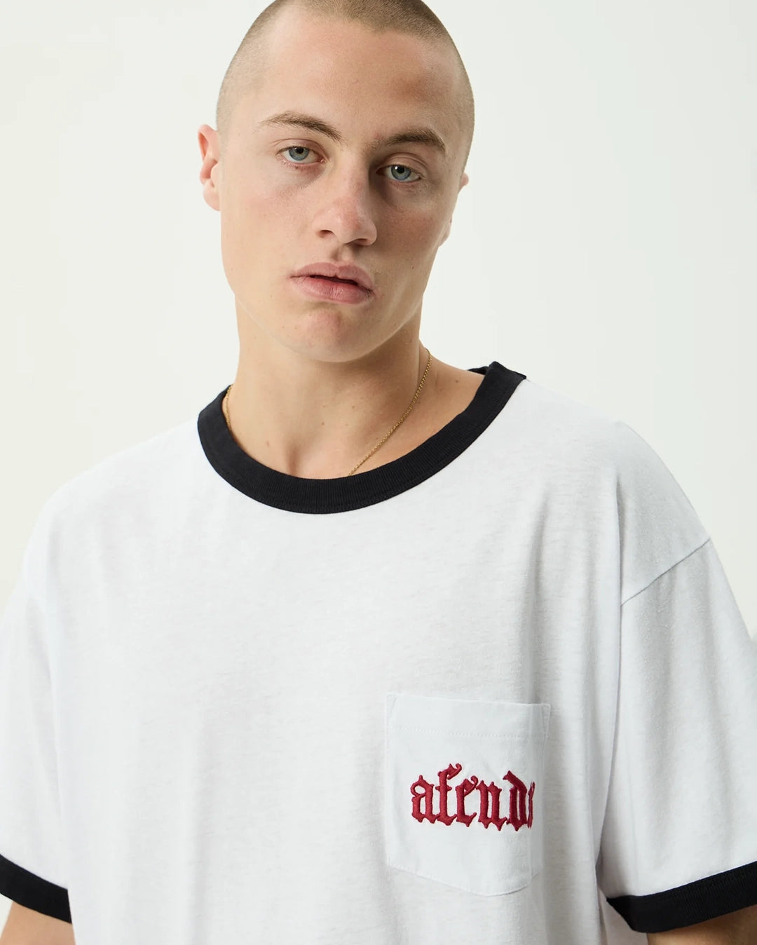 Drop Zone Boxy Ringer Tee - White by Afends - view 5