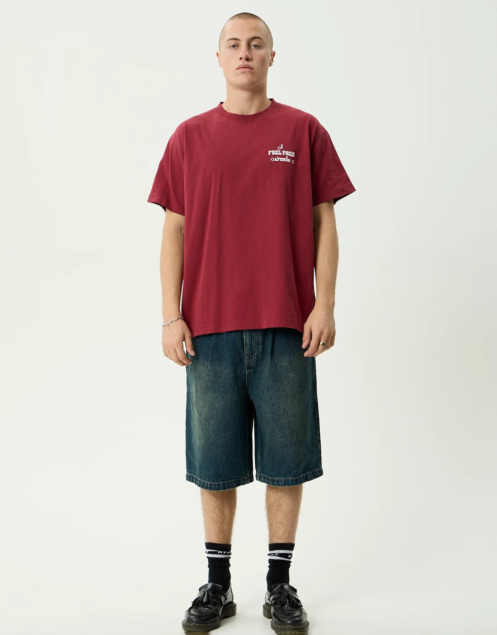 Sonoran Boxy T-Shirt - Washed Burgundy by Afends - view 3