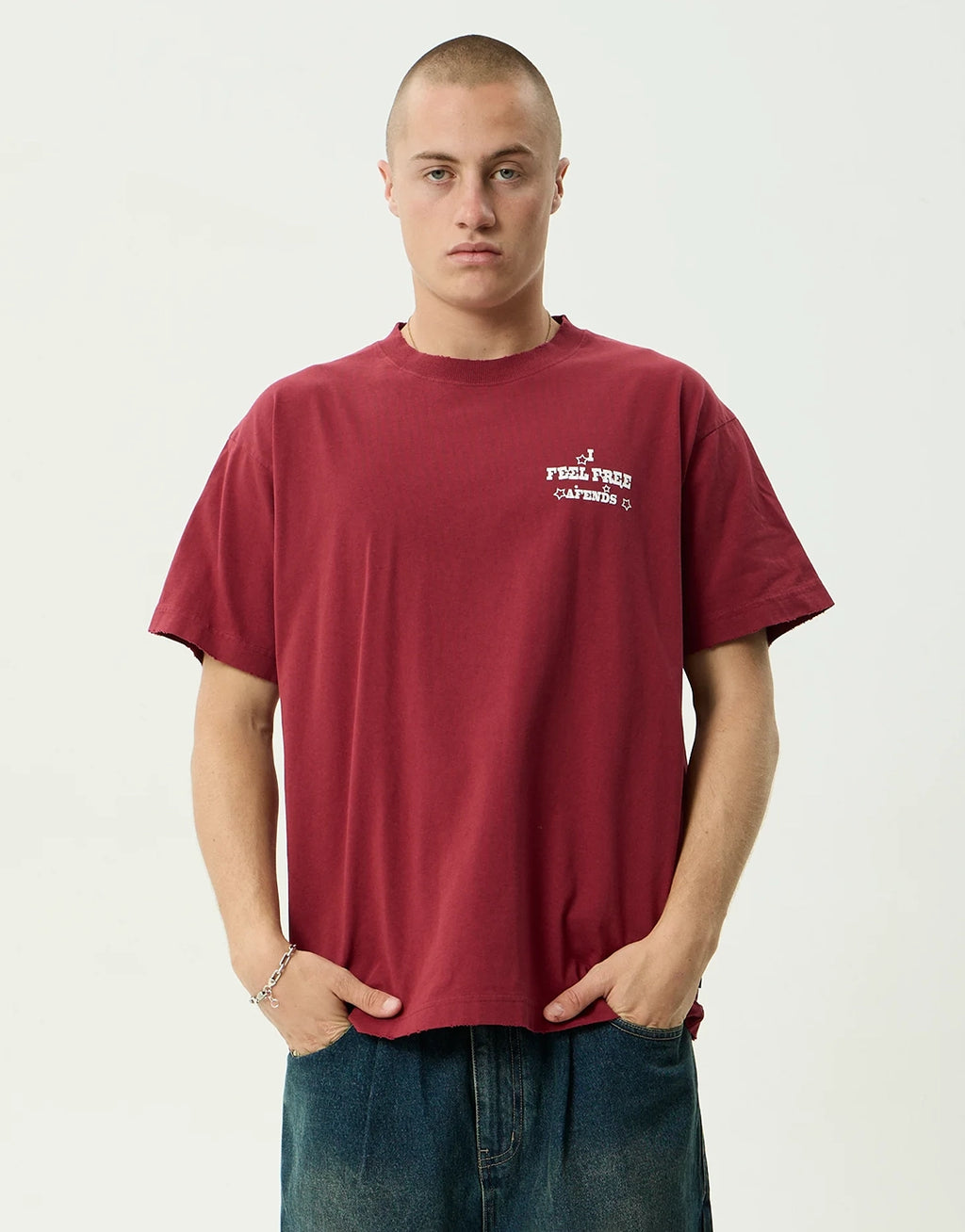 Sonoran Boxy T-Shirt - Washed Burgundy by Afends - view 4