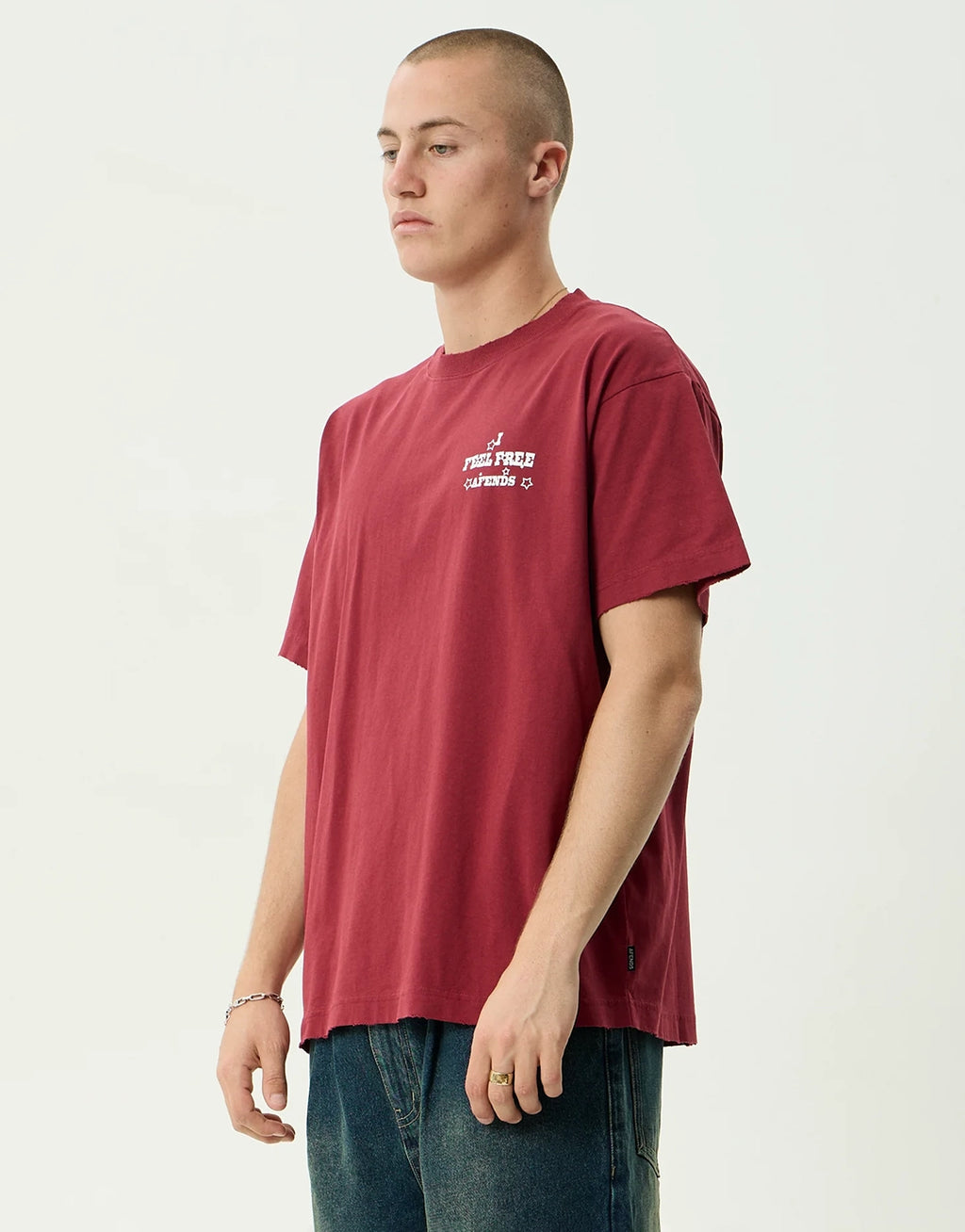 Sonoran Boxy T-Shirt - Washed Burgundy by Afends - view 5