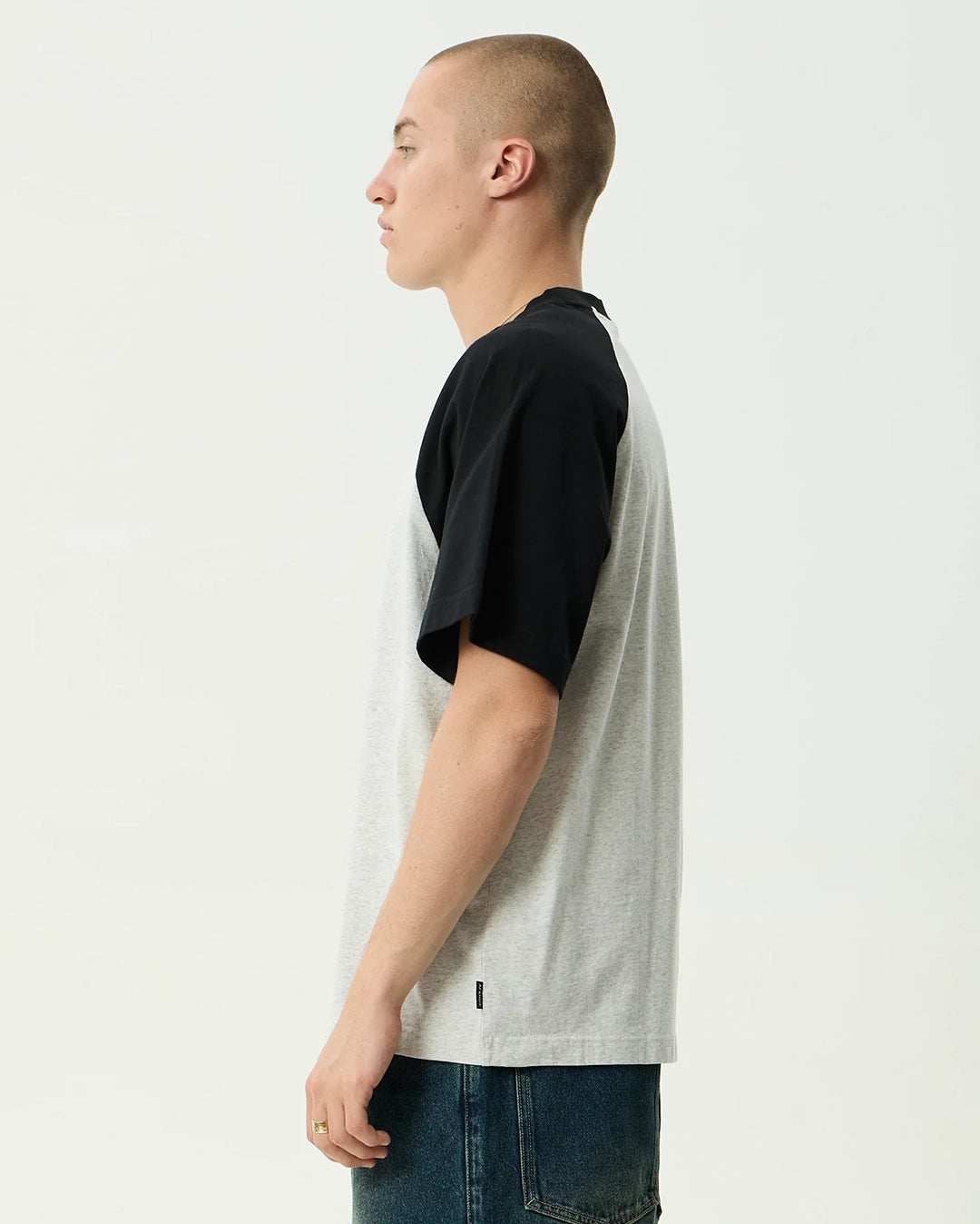 Wings Heavyweight Raglan Tee - Grey Marle by Afends - view 4