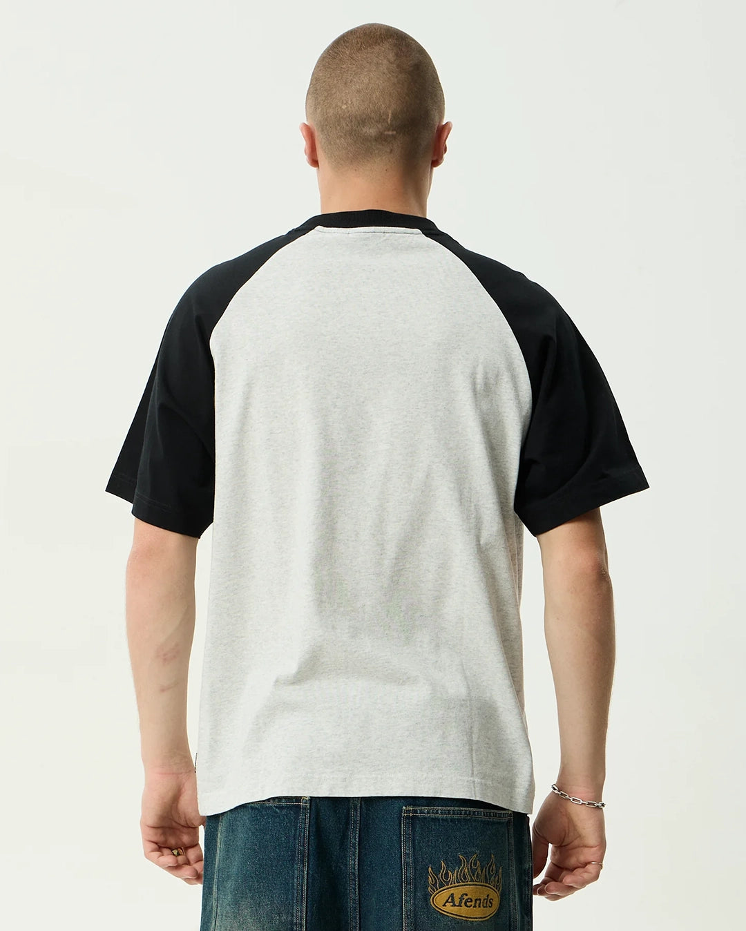 Wings Heavyweight Raglan Tee - Grey Marle by Afends - view 5