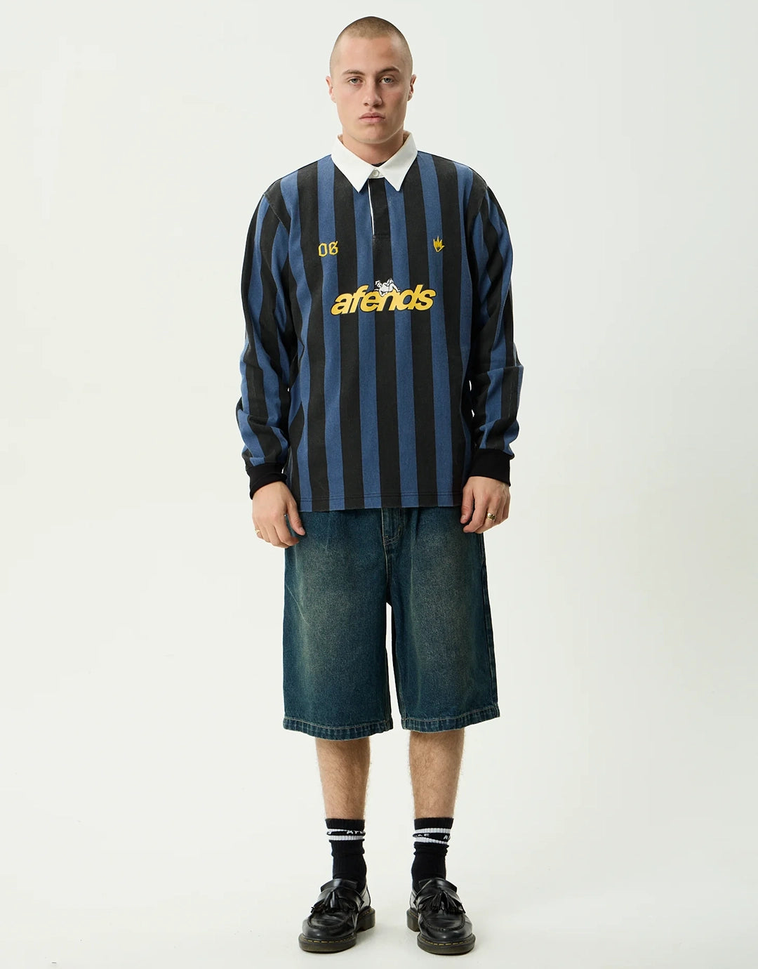 Angel Boy Rugby Long Sleeve Shirt - Black Stripe by Afends - view 6