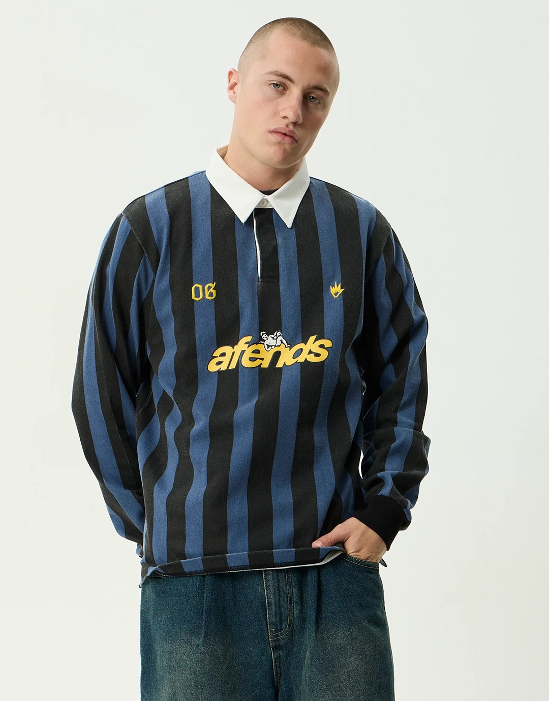 Angel Boy Rugby Long Sleeve Shirt - Black Stripe by Afends