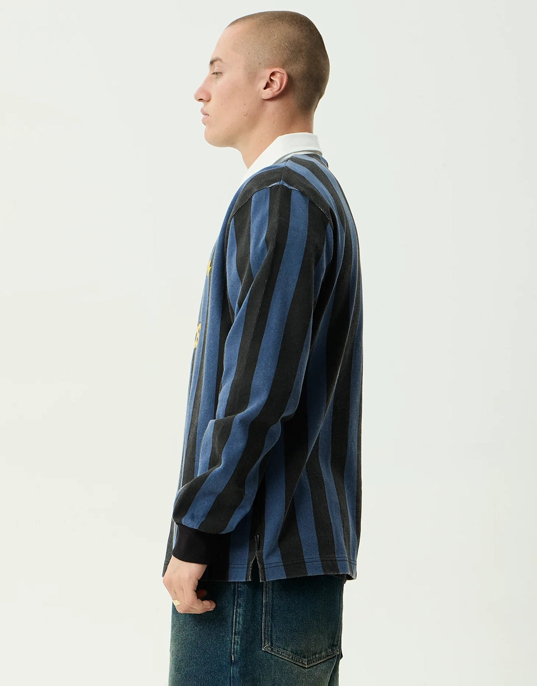 Angel Boy Rugby Long Sleeve Shirt - Black Stripe by Afends - view 5
