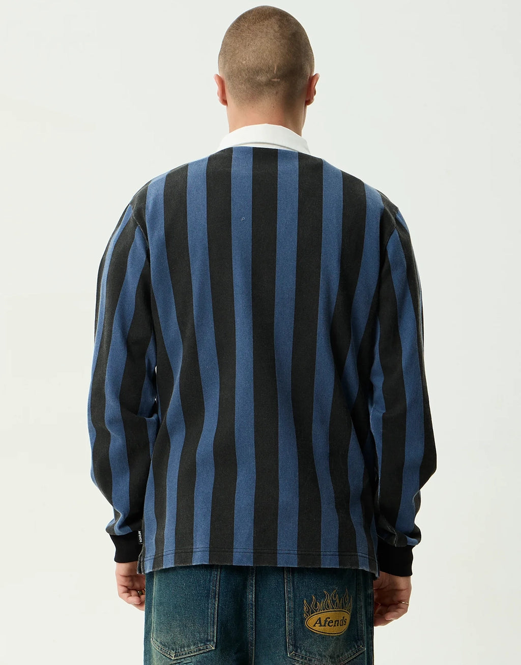 Angel Boy Rugby Long Sleeve Shirt - Black Stripe by Afends - view 3