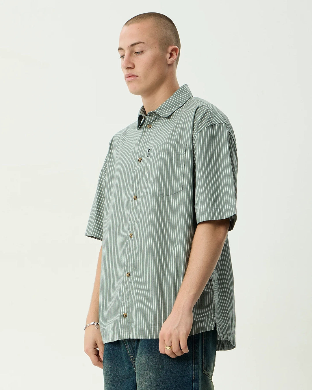 Pinned Short Sleeve Shirt - Sycamore Stripe by Afends - view 3