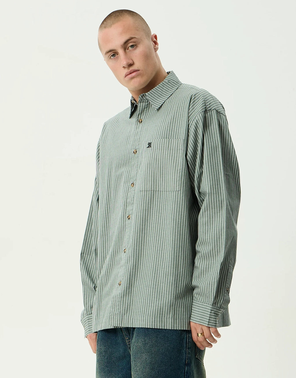 Pinned Oversized Striped Long Sleeve Shirt - Sycamore Stripe by Afends