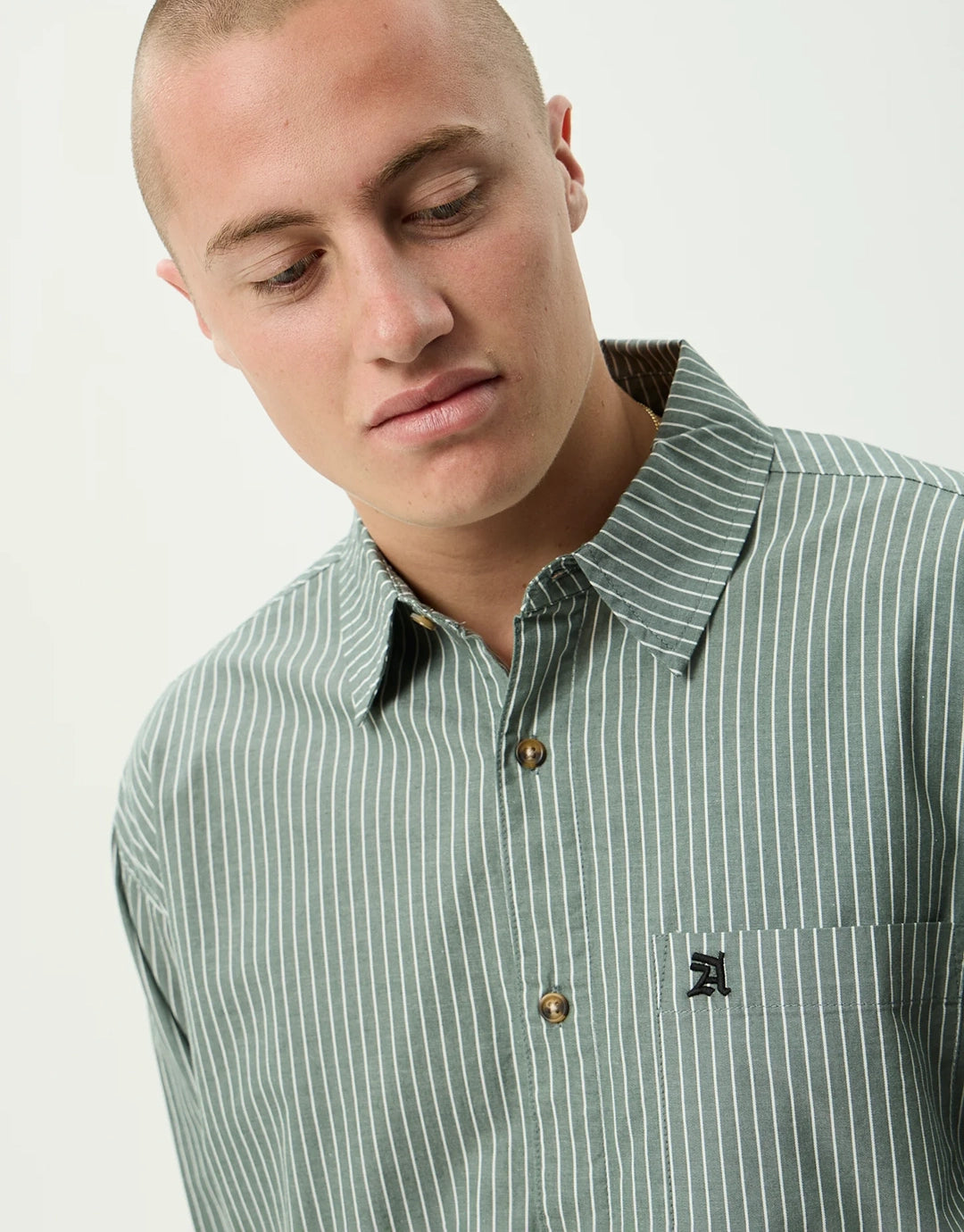 Pinned Oversized Striped Long Sleeve Shirt - Sycamore Stripe by Afends - view 6