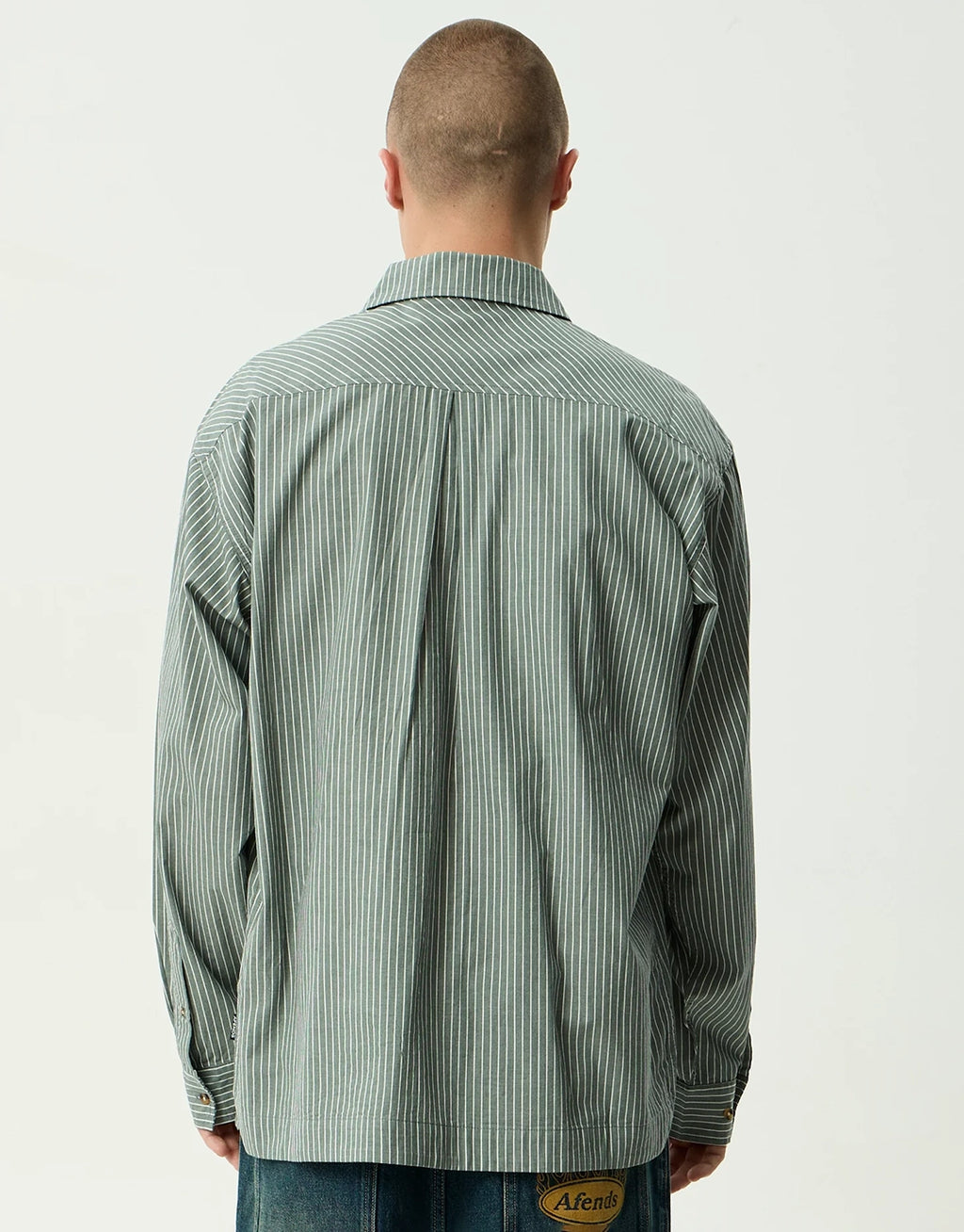Pinned Oversized Striped Long Sleeve Shirt - Sycamore Stripe by Afends - view 3