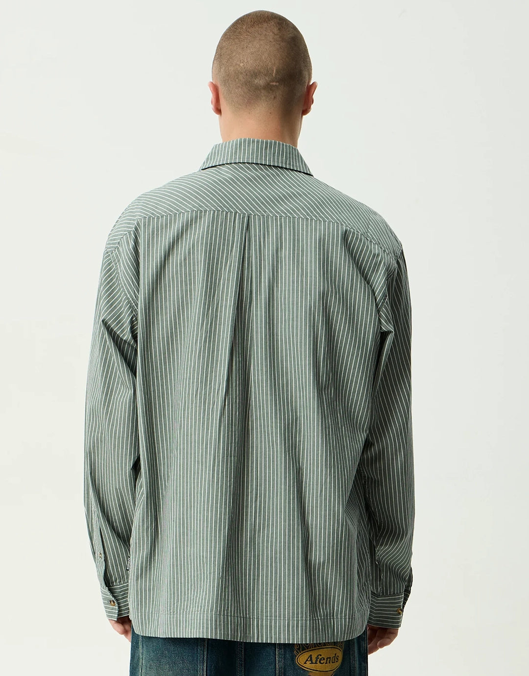 Pinned Oversized Striped Long Sleeve Shirt - Sycamore Stripe by Afends - view 3