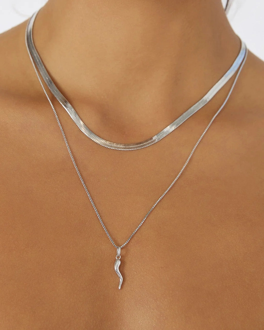 Cornicello Silver Charm Necklace by Arms of Eve - view 5