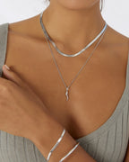 Sylvia Silver Snake Chain Bracelet by Arms of Eve - view 2