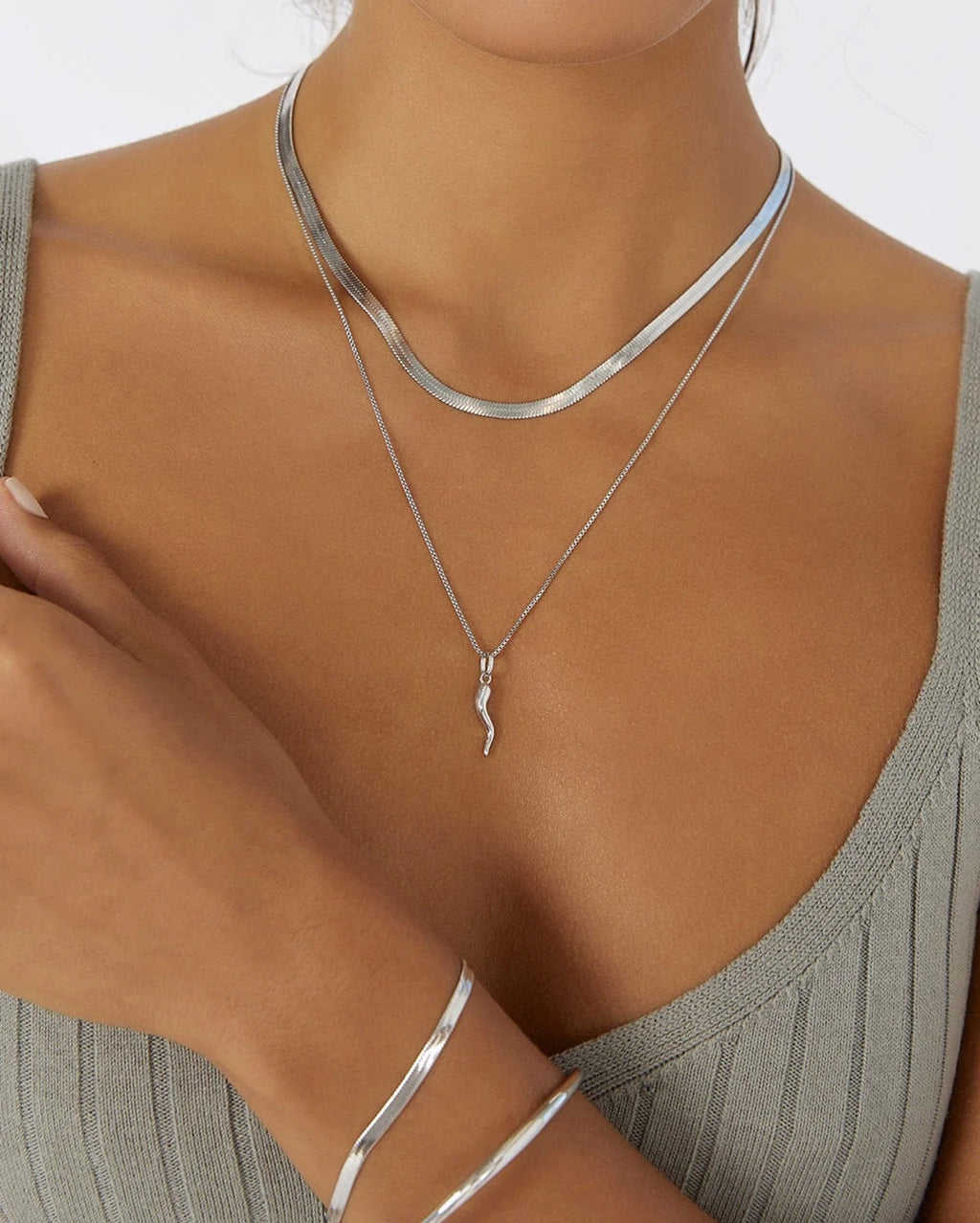 Cornicello Silver Charm Necklace by Arms of Eve - view 6