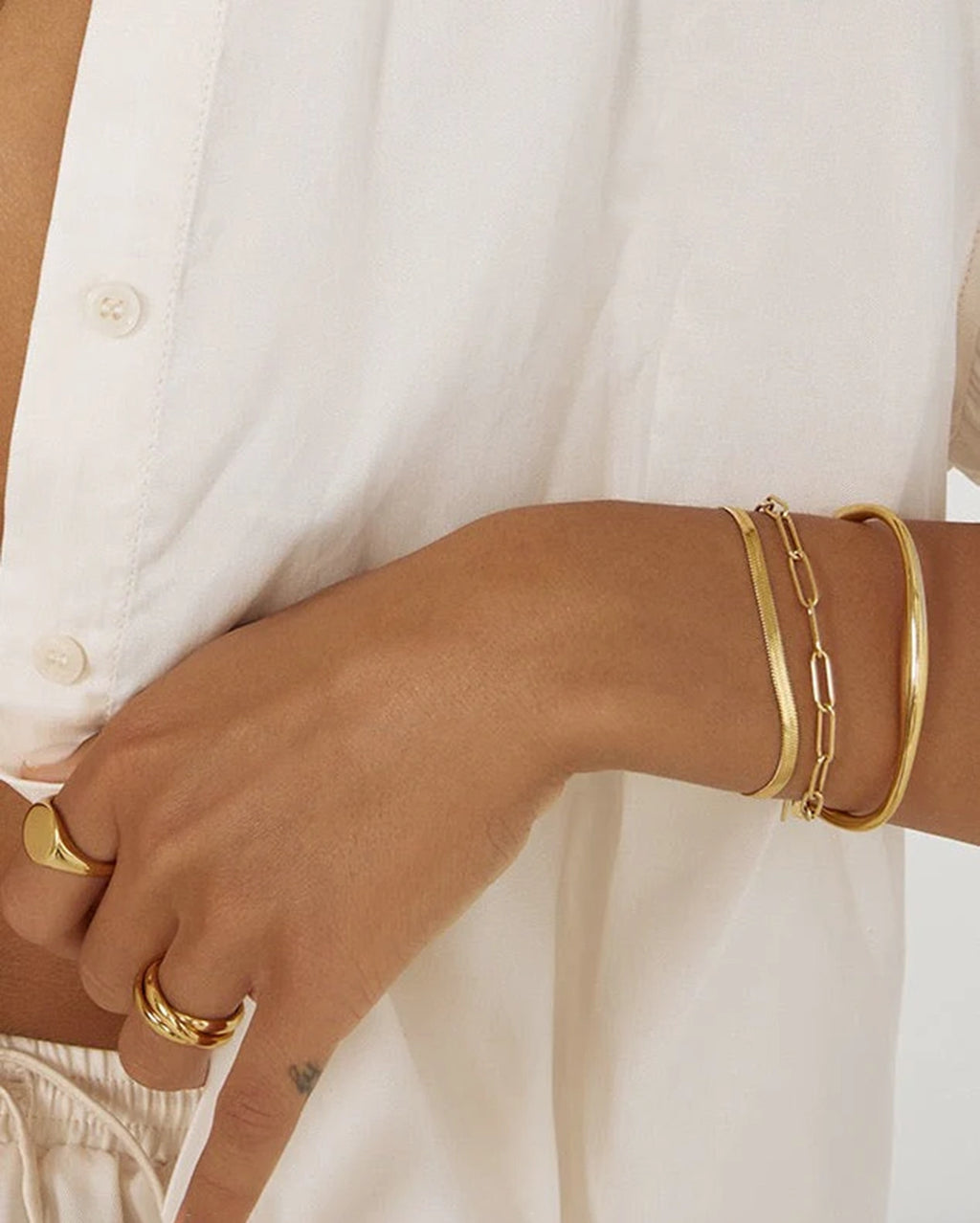 Sylvia Gold Snake Chain Bracelet by Arms of Eve - view 2