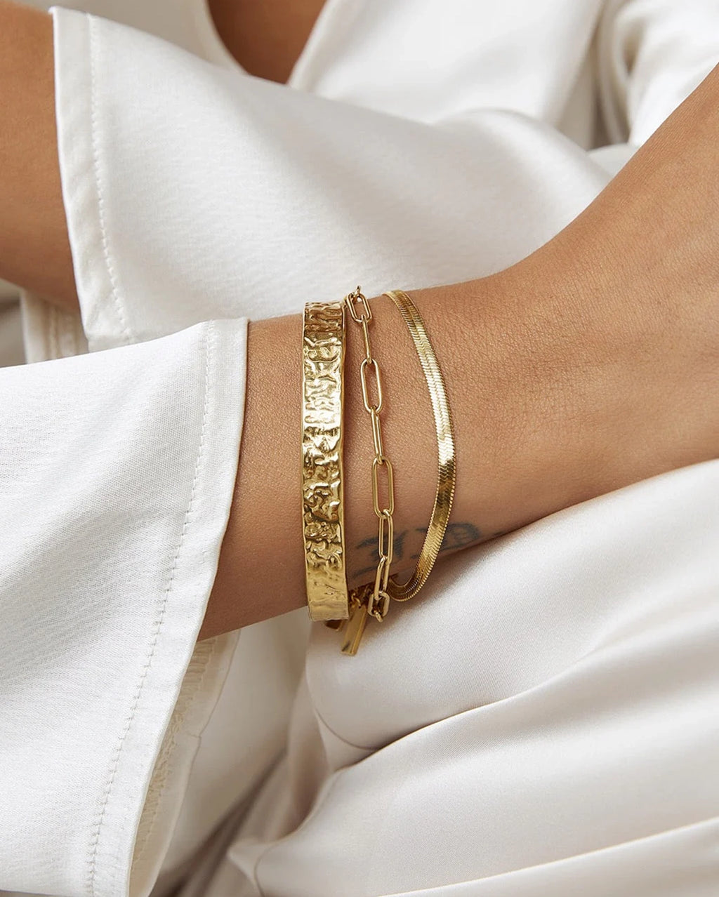 Sylvia Gold Snake Chain Bracelet by Arms of Eve - view 3